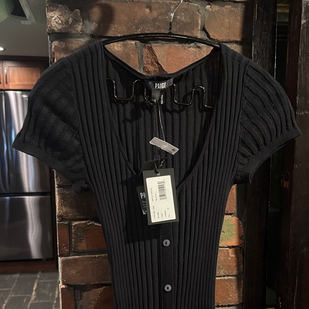 Paige Black Ribbed Button-Up dress